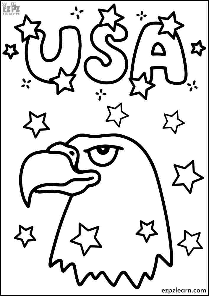 USA American Eagle Coloring page for Independence Day 4th of July